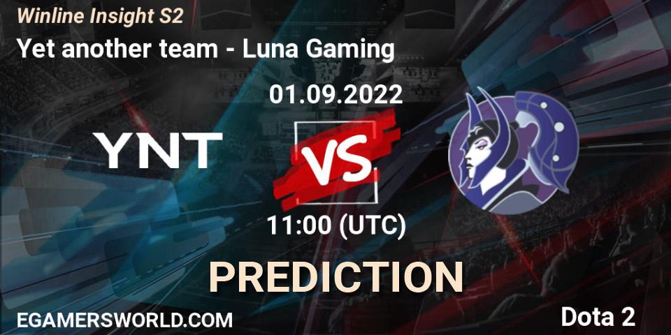 Prognose für das Spiel YNT VS Luna Gaming. 01.09.2022 at 15:10. Dota 2 - Winline Insight S2