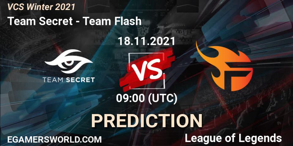 Prognose für das Spiel Team Secret VS Team Flash. 18.11.2021 at 09:00. LoL - VCS Winter 2021