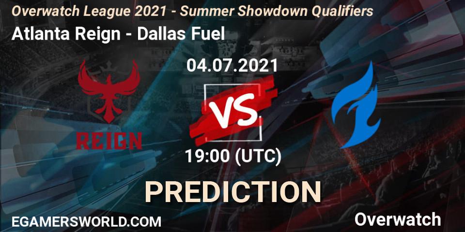 Prognose für das Spiel Atlanta Reign VS Dallas Fuel. 04.07.2021 at 19:00. Overwatch - Overwatch League 2021 - Summer Showdown Qualifiers