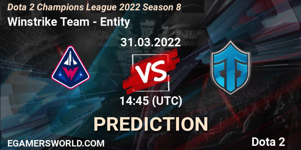 Prognose für das Spiel Winstrike Team VS Entity. 31.03.22. Dota 2 - Dota 2 Champions League 2022 Season 8