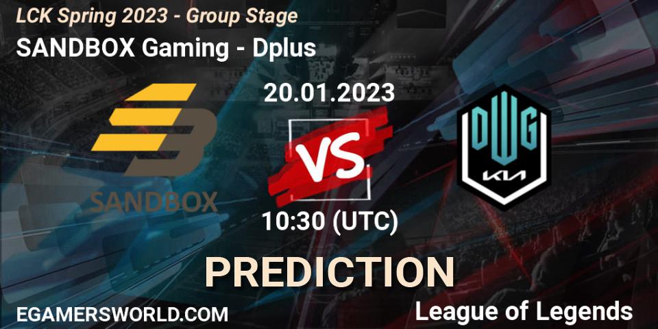 Prognose für das Spiel SANDBOX Gaming VS Dplus. 20.01.23. LoL - LCK Spring 2023 - Group Stage