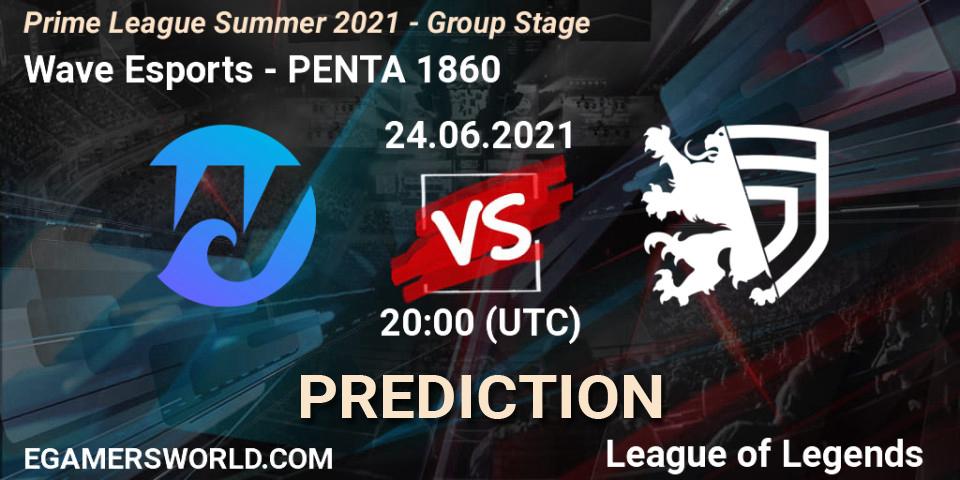 Prognose für das Spiel Wave Esports VS PENTA 1860. 24.06.2021 at 20:00. LoL - Prime League Summer 2021 - Group Stage