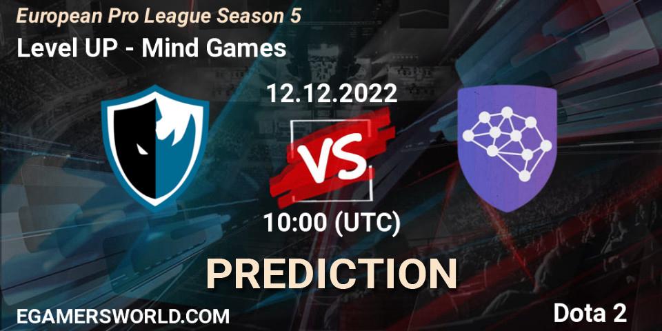 Prognose für das Spiel Level UP VS Mind Games. 12.12.22. Dota 2 - European Pro League Season 5