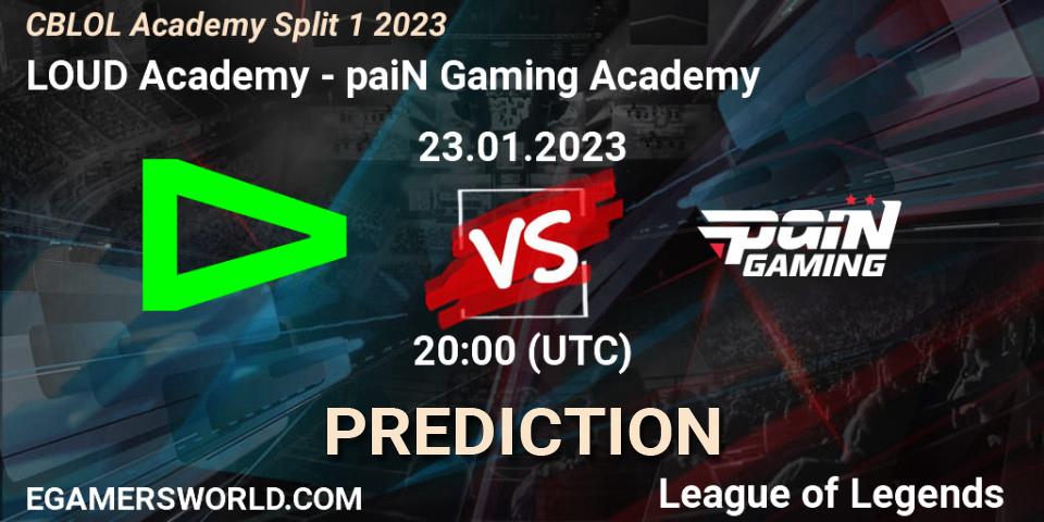 Prognose für das Spiel LOUD Academy VS paiN Gaming Academy. 23.01.2023 at 20:00. LoL - CBLOL Academy Split 1 2023