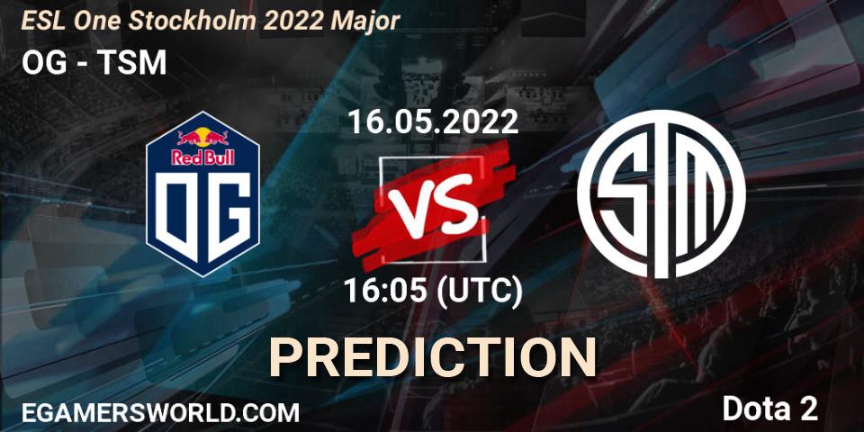 Prognose für das Spiel OG VS TSM. 16.05.2022 at 16:57. Dota 2 - ESL One Stockholm 2022 Major