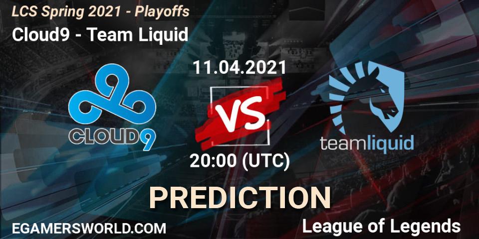 Prognose für das Spiel Cloud9 VS Team Liquid. 11.04.21. LoL - LCS Spring 2021 - Playoffs