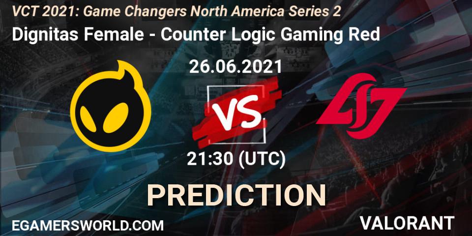 Prognose für das Spiel Dignitas Female VS Counter Logic Gaming Red. 26.06.2021 at 21:00. VALORANT - VCT 2021: Game Changers North America Series 2