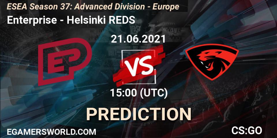 Prognose für das Spiel Enterprise VS Helsinki REDS. 21.06.2021 at 15:00. Counter-Strike (CS2) - ESEA Season 37: Advanced Division - Europe