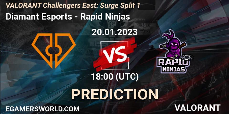 Prognose für das Spiel Diamant Esports VS Rapid Ninjas. 20.01.23. VALORANT - VALORANT Challengers 2023 East: Surge Split 1