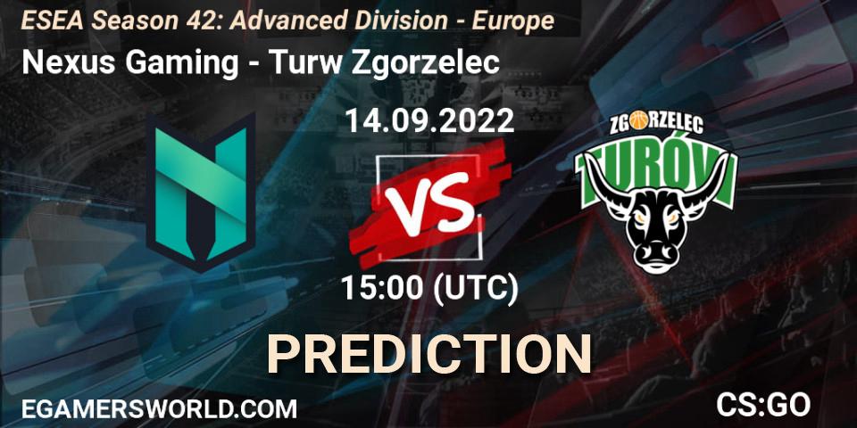 Prognose für das Spiel Nexus Gaming VS Turów Zgorzelec. 14.09.2022 at 15:00. Counter-Strike (CS2) - ESEA Season 42: Advanced Division - Europe