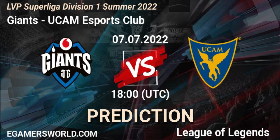 Prognose für das Spiel Giants VS UCAM Esports Club. 07.07.2022 at 18:00. LoL - LVP Superliga Division 1 Summer 2022
