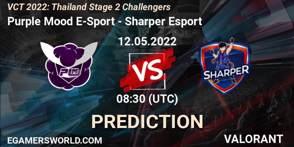 Prognose für das Spiel Purple Mood E-Sport VS Sharper Esport. 12.05.2022 at 08:30. VALORANT - VCT 2022: Thailand Stage 2 Challengers
