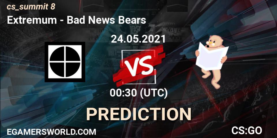 Prognose für das Spiel Extremum VS Bad News Bears. 24.05.21. CS2 (CS:GO) - cs_summit 8