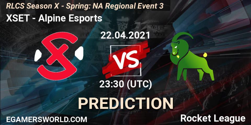 Prognose für das Spiel XSET VS Alpine Esports. 22.04.21. Rocket League - RLCS Season X - Spring: NA Regional Event 3