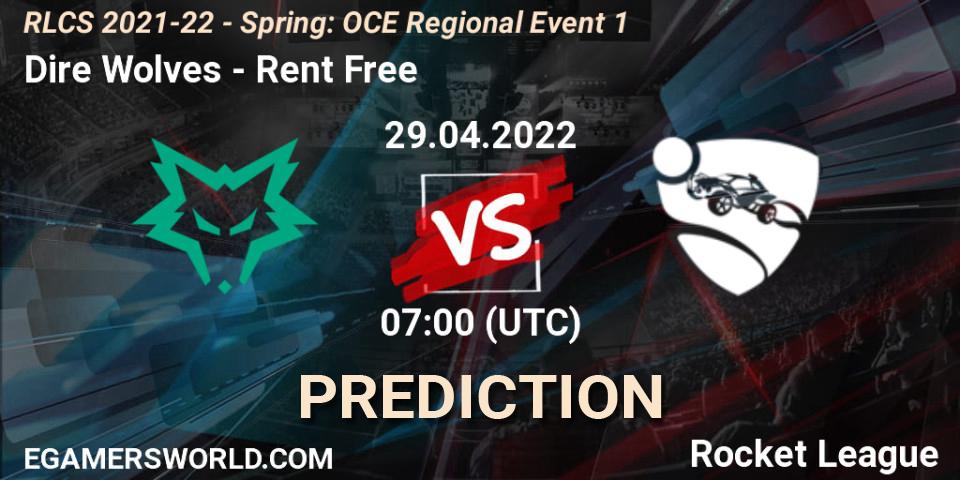 Prognose für das Spiel Dire Wolves VS Rent Free. 29.04.2022 at 07:00. Rocket League - RLCS 2021-22 - Spring: OCE Regional Event 1