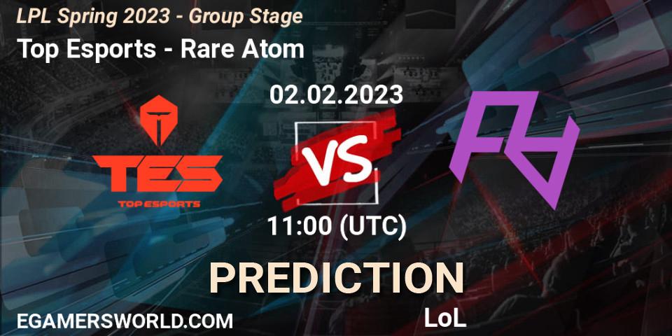 Prognose für das Spiel Top Esports VS Rare Atom. 02.02.23. LoL - LPL Spring 2023 - Group Stage