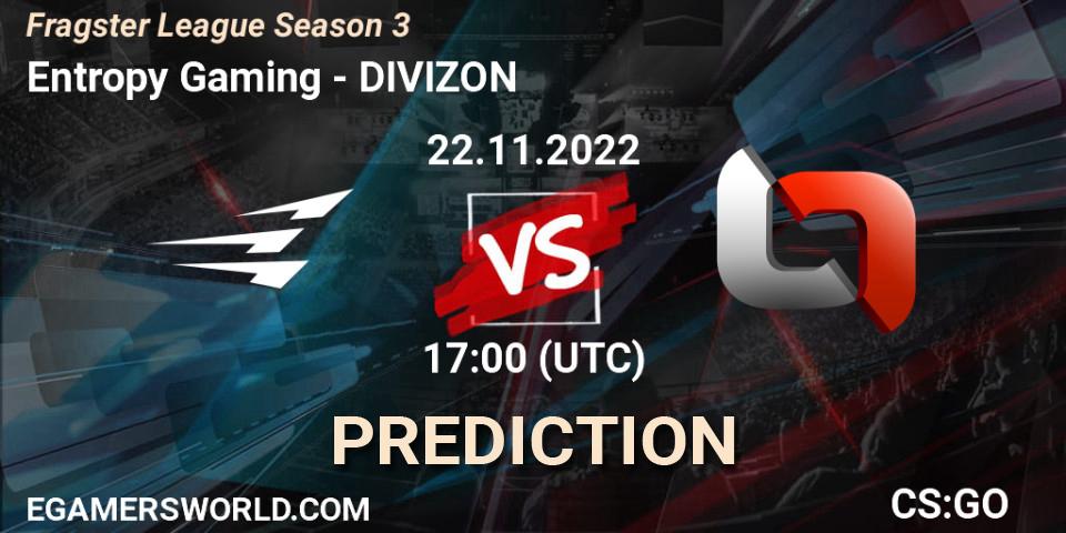 Prognose für das Spiel Entropy Gaming VS DIVIZON. 01.12.22. CS2 (CS:GO) - Fragster League Season 3