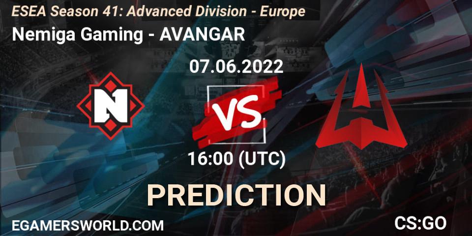 Prognose für das Spiel Nemiga Gaming VS AVANGAR. 07.06.22. CS2 (CS:GO) - ESEA Season 41: Advanced Division - Europe