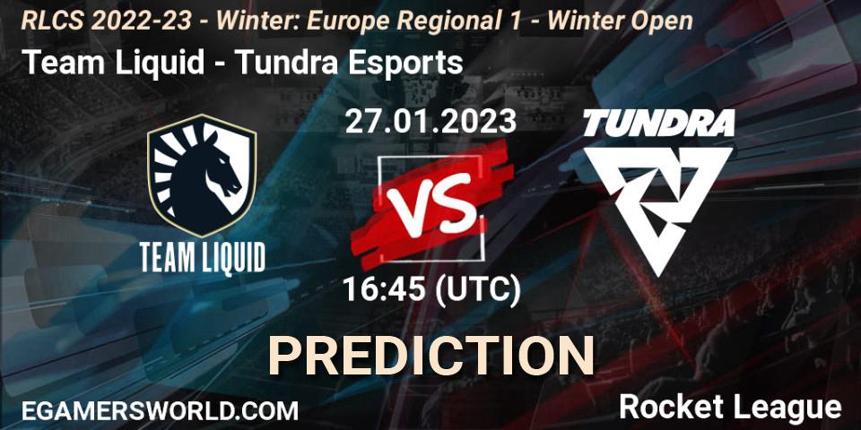 Prognose für das Spiel Team Liquid VS Tundra Esports. 27.01.23. Rocket League - RLCS 2022-23 - Winter: Europe Regional 1 - Winter Open