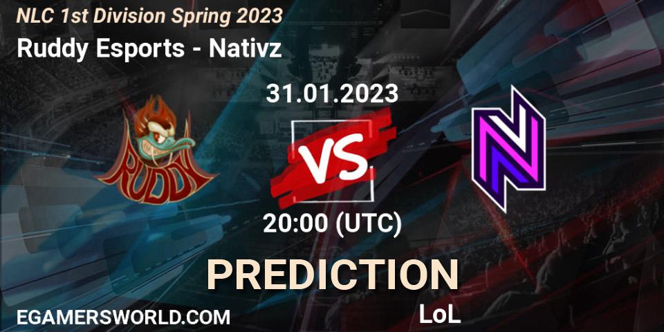 Prognose für das Spiel Ruddy Esports VS Nativz. 31.01.23. LoL - NLC 1st Division Spring 2023