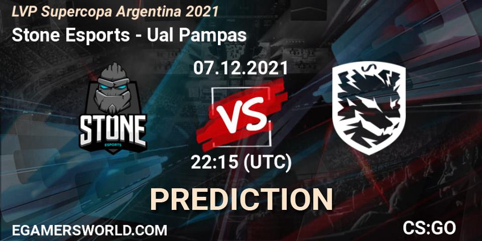 Prognose für das Spiel Stone Esports VS Ualá Pampas. 07.12.2021 at 22:15. Counter-Strike (CS2) - LVP Supercopa Argentina 2021