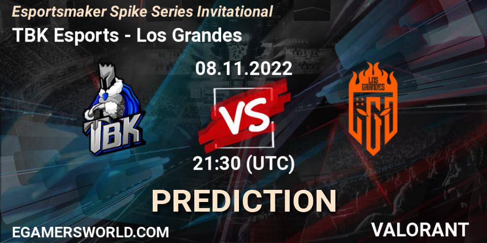 Prognose für das Spiel TBK Esports VS Los Grandes. 08.11.2022 at 22:00. VALORANT - Esportsmaker Spike Series Invitational