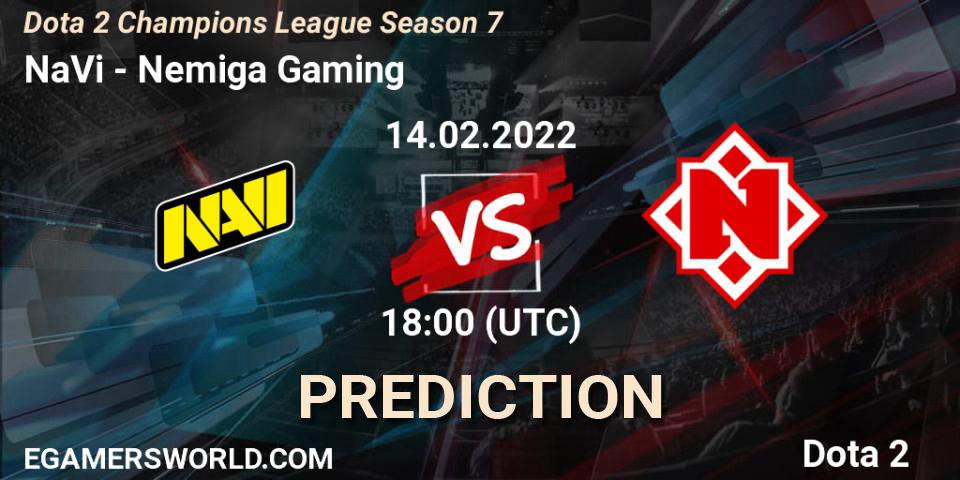 Prognose für das Spiel NaVi VS Nemiga Gaming. 14.02.2022 at 18:01. Dota 2 - Dota 2 Champions League 2022 Season 7