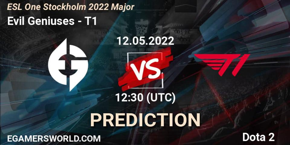 Prognose für das Spiel Evil Geniuses VS T1. 12.05.2022 at 12:54. Dota 2 - ESL One Stockholm 2022 Major