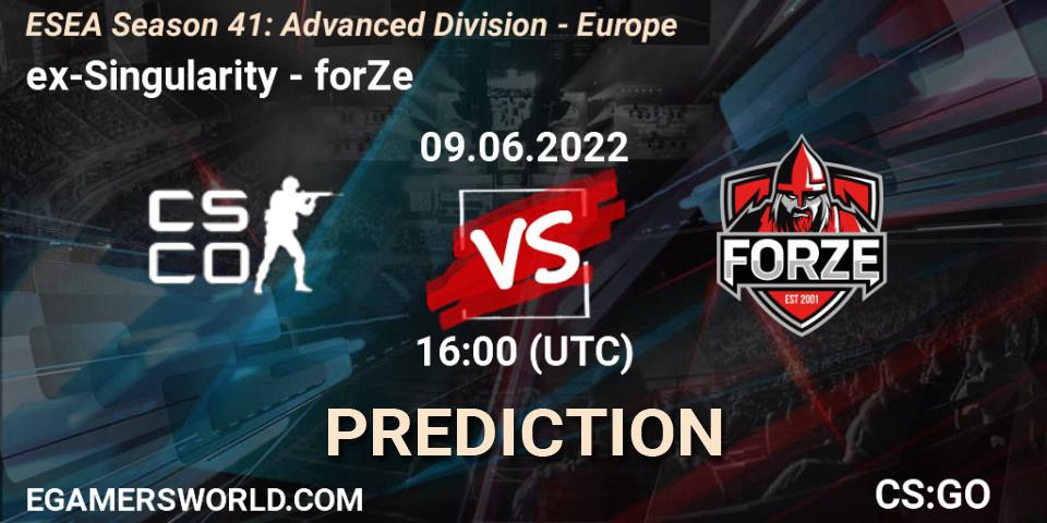 Prognose für das Spiel ex-Singularity VS forZe. 09.06.22. CS2 (CS:GO) - ESEA Season 41: Advanced Division - Europe