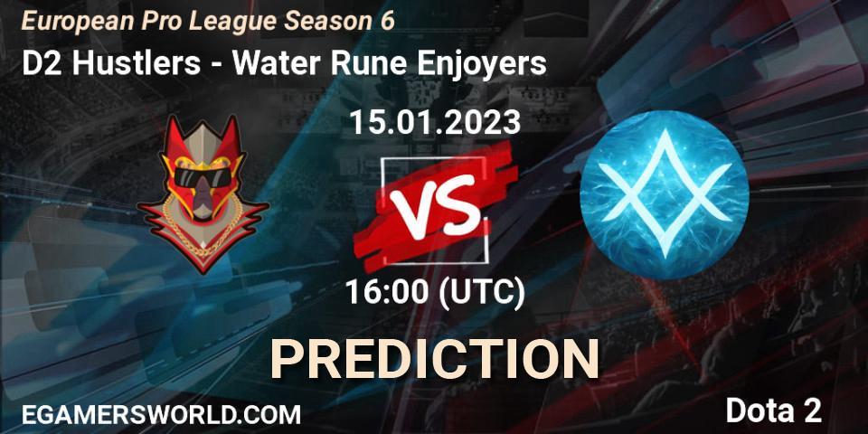 Prognose für das Spiel D2 Hustlers VS Water Rune Enjoyers. 15.01.23. Dota 2 - European Pro League Season 6