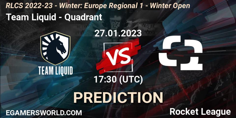 Prognose für das Spiel Team Liquid VS Quadrant. 27.01.23. Rocket League - RLCS 2022-23 - Winter: Europe Regional 1 - Winter Open