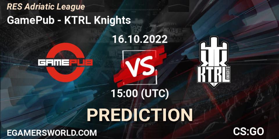 Prognose für das Spiel GamePub VS KTRL Knights. 16.10.22. CS2 (CS:GO) - RES Adriatic League