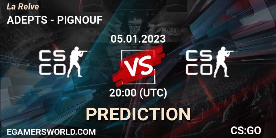 Prognose für das Spiel ADEPTS VS PIGNOUF. 05.01.2023 at 20:00. Counter-Strike (CS2) - La Relève