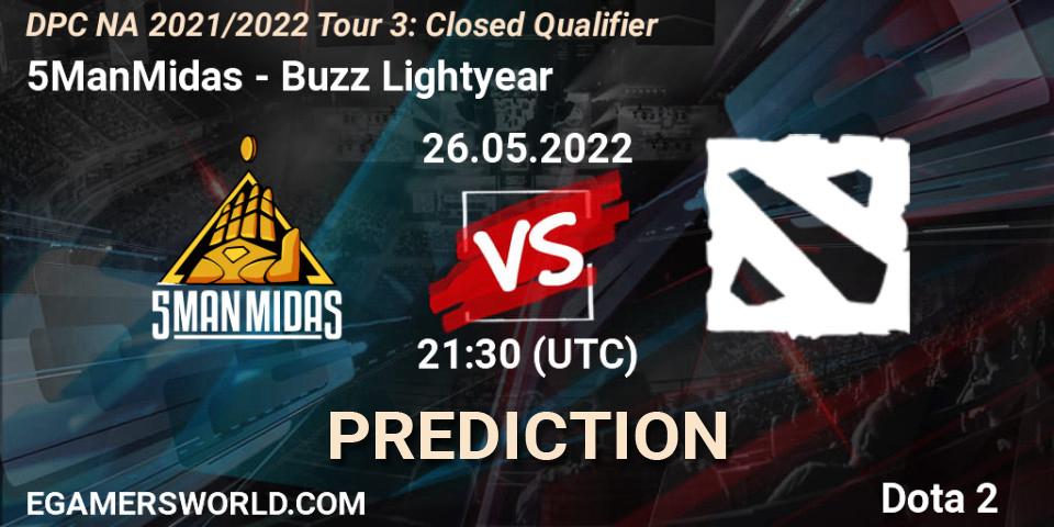 Prognose für das Spiel 5ManMidas VS Buzz Lightyear. 26.05.2022 at 21:34. Dota 2 - DPC NA 2021/2022 Tour 3: Closed Qualifier