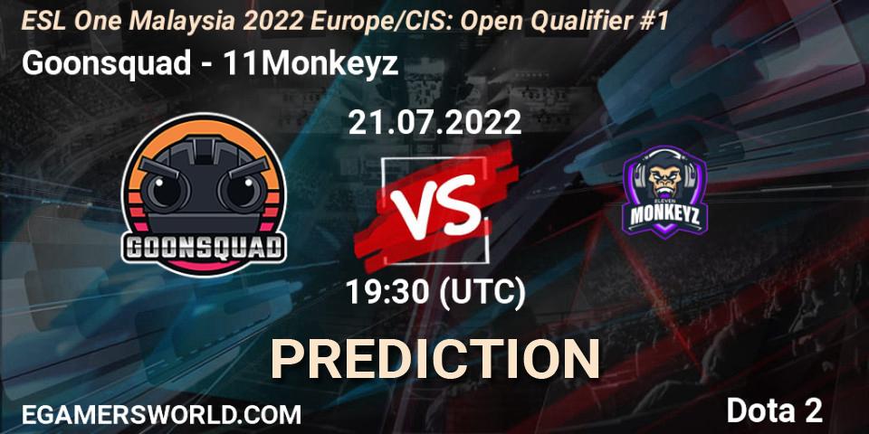 Prognose für das Spiel Goonsquad VS 11Monkeyz. 21.07.22. Dota 2 - ESL One Malaysia 2022 Europe/CIS: Open Qualifier #1