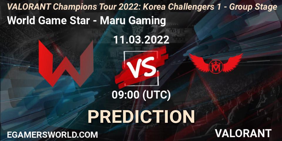 Prognose für das Spiel World Game Star VS Maru Gaming. 11.03.2022 at 11:00. VALORANT - VCT 2022: Korea Challengers 1 - Group Stage
