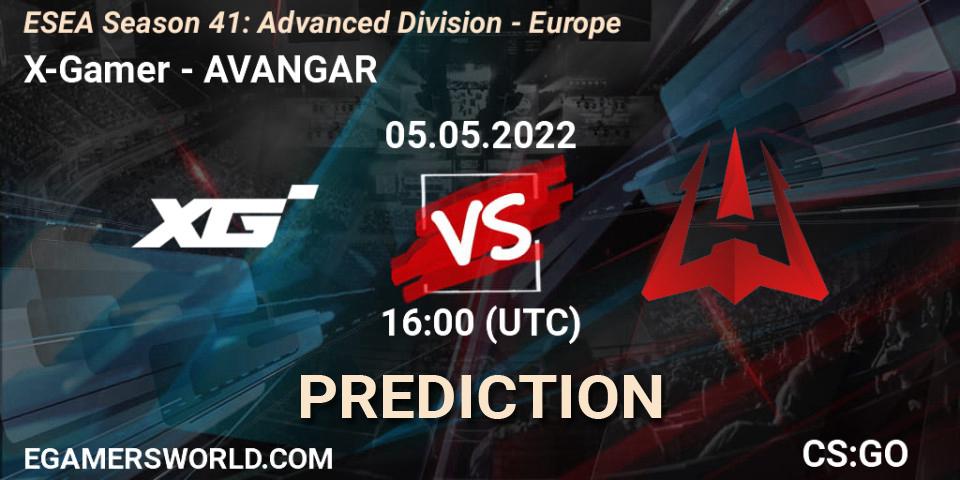 Prognose für das Spiel X-Gamer VS AVANGAR. 05.05.2022 at 16:00. Counter-Strike (CS2) - ESEA Season 41: Advanced Division - Europe