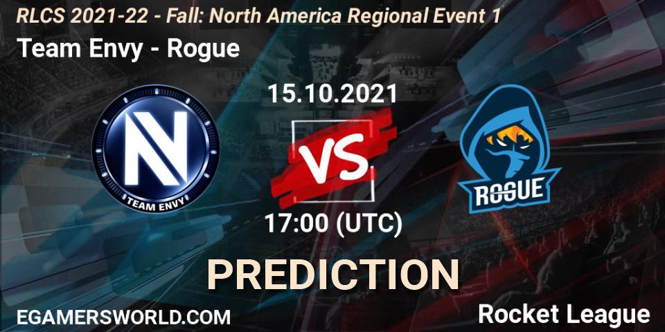 Prognose für das Spiel Team Envy VS Rogue. 15.10.21. Rocket League - RLCS 2021-22 - Fall: North America Regional Event 1