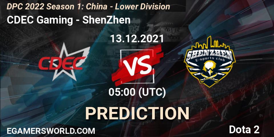 Prognose für das Spiel CDEC Gaming VS ShenZhen. 13.12.21. Dota 2 - DPC 2022 Season 1: China - Lower Division