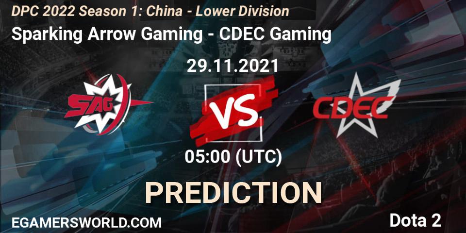 Prognose für das Spiel Sparking Arrow Gaming VS CDEC Gaming. 29.11.21. Dota 2 - DPC 2022 Season 1: China - Lower Division