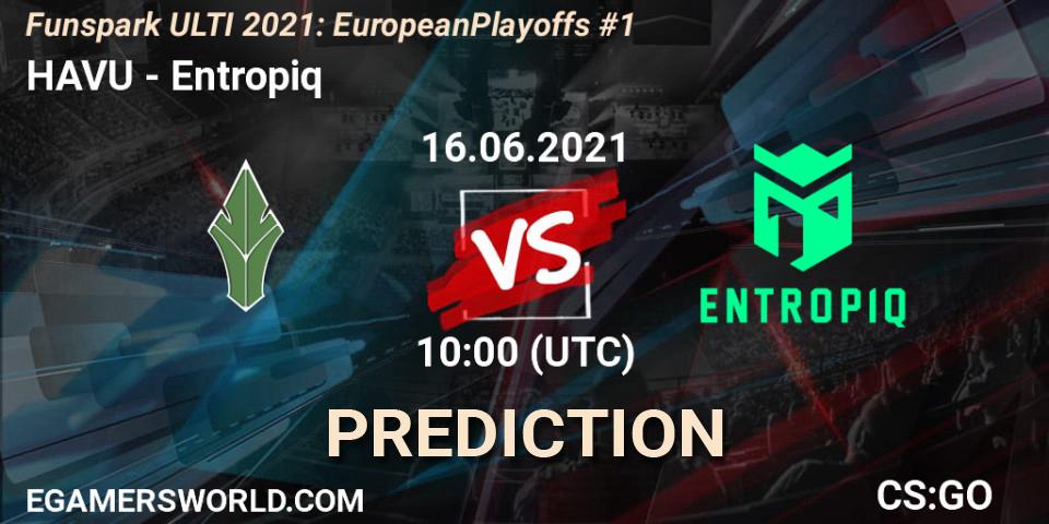 Prognose für das Spiel HAVU VS Entropiq. 16.06.2021 at 10:00. Counter-Strike (CS2) - Funspark ULTI 2021: European Playoffs #1