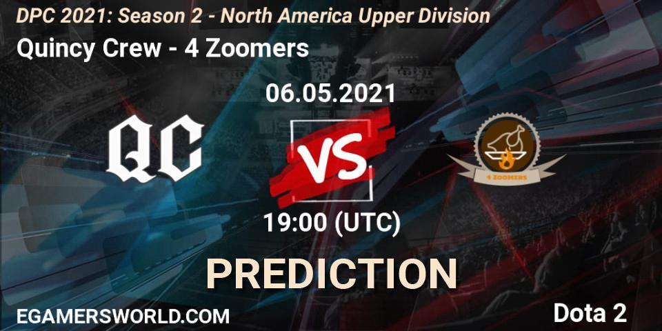 Prognose für das Spiel Quincy Crew VS 4 Zoomers. 06.05.2021 at 19:00. Dota 2 - DPC 2021: Season 2 - North America Upper Division 