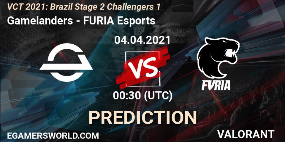 Prognose für das Spiel Gamelanders VS FURIA Esports. 04.04.2021 at 00:30. VALORANT - VCT 2021: Brazil Stage 2 Challengers 1