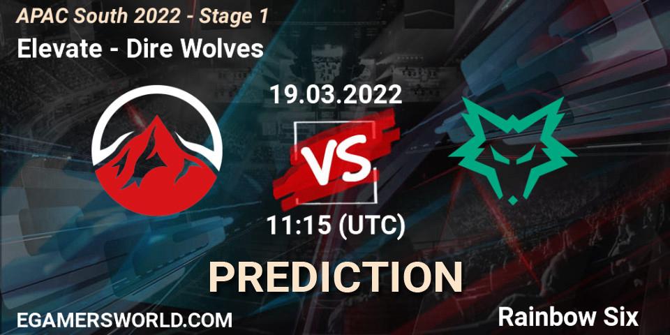 Prognose für das Spiel Elevate VS Dire Wolves. 19.03.2022 at 11:15. Rainbow Six - APAC South 2022 - Stage 1