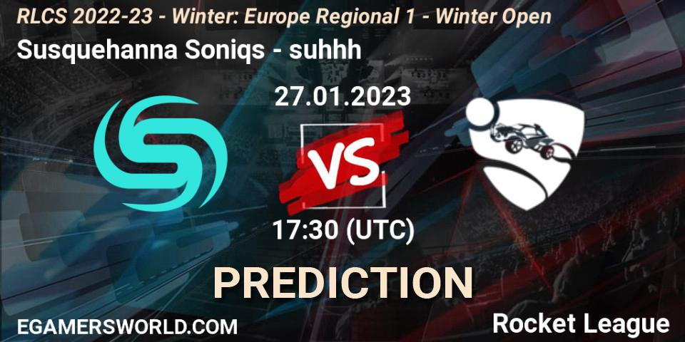 Prognose für das Spiel Susquehanna Soniqs VS suhhh. 27.01.23. Rocket League - RLCS 2022-23 - Winter: Europe Regional 1 - Winter Open