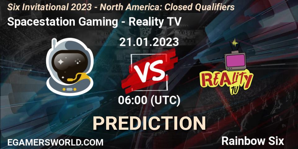Prognose für das Spiel Spacestation Gaming VS Reality TV. 21.01.2023 at 20:30. Rainbow Six - Six Invitational 2023 - North America: Closed Qualifiers