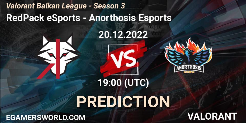 Prognose für das Spiel RedPack eSports VS Anorthosis Esports. 20.12.2022 at 19:00. VALORANT - Valorant Balkan League - Season 3