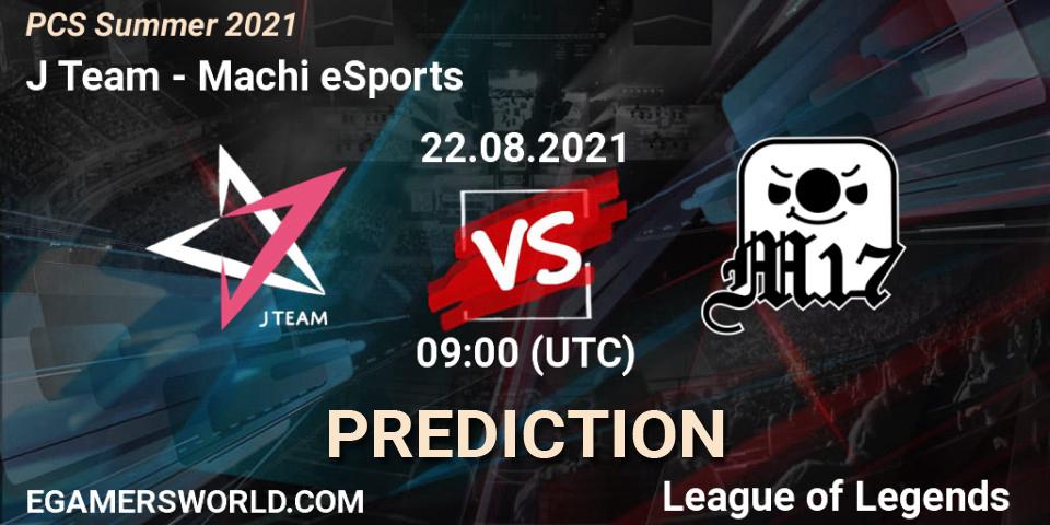 Prognose für das Spiel J Team VS Machi eSports. 22.08.21. LoL - PCS Summer 2021