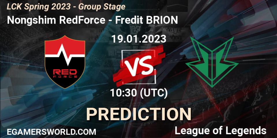 Prognose für das Spiel Nongshim RedForce VS Fredit BRION. 19.01.2023 at 11:10. LoL - LCK Spring 2023 - Group Stage