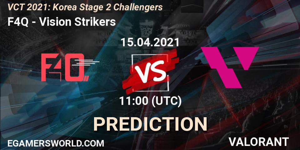 Prognose für das Spiel F4Q VS Vision Strikers. 15.04.2021 at 11:00. VALORANT - VCT 2021: Korea Stage 2 Challengers